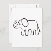 Elefant in Schwarz-Weiß-Zeichnung Postkarte (Vorne/Hinten)