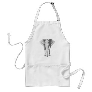 Elefant in Schwarzweiss Schürze