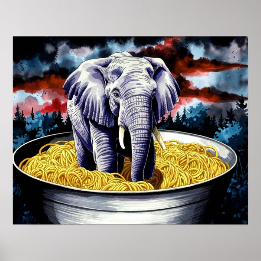 Elefant in Spaghetti Poster Wand an Wand (Vorne)