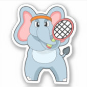 Elefant in Tennis mit Tennisschläger Aufkleber (Vorderseite)