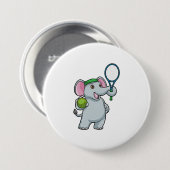 Elefant in Tennis mit Tennisschläger Button (Vorne & Hinten)