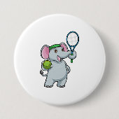 Elefant in Tennis mit Tennisschläger Button (Vorderseite)