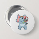 Elefant in Tennis mit Tennisschläger Button (Vorne & Hinten)