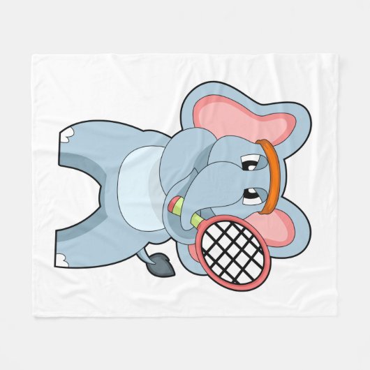 Elefant in Tennis mit Tennisschläger Fleecedecke (Vorderseite (Horizontal))