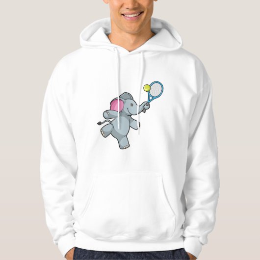 Elefant in Tennis mit Tennisschläger Hoodie (Vorderseite)