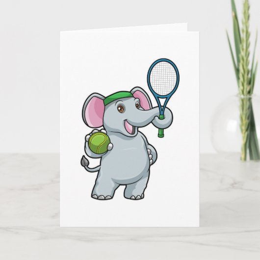 Elefant in Tennis mit Tennisschläger Karte (Vorderseite)