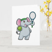 Elefant in Tennis mit Tennisschläger Karte (Gelbe Blume)