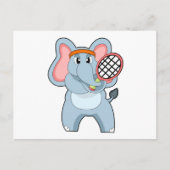 Elefant in Tennis mit Tennisschläger Postkarte (Vorderseite)