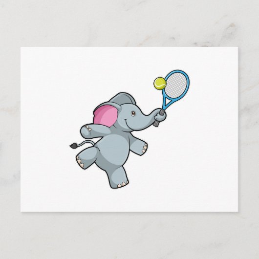 Elefant in Tennis mit Tennisschläger Postkarte (Vorderseite)