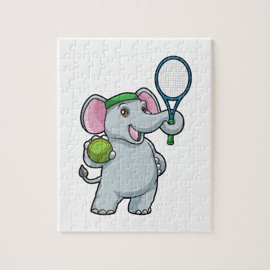 Elefant in Tennis mit Tennisschläger Puzzle (Vertikal)