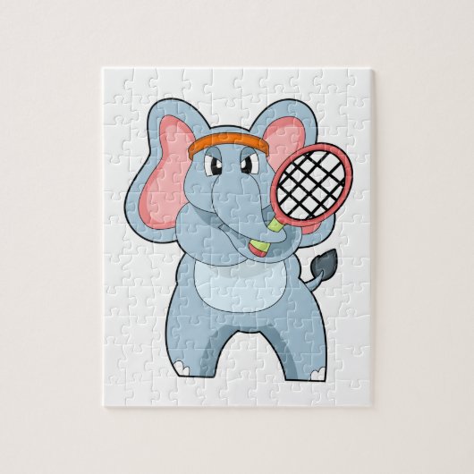 Elefant in Tennis mit Tennisschläger Puzzle (Vertikal)