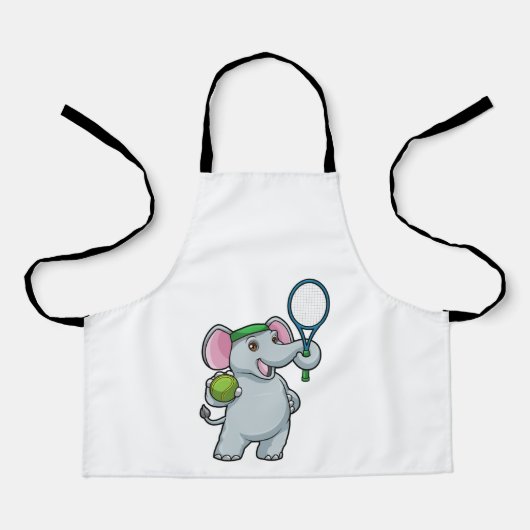 Elefant in Tennis mit Tennisschläger Schürze (Vorderseite)