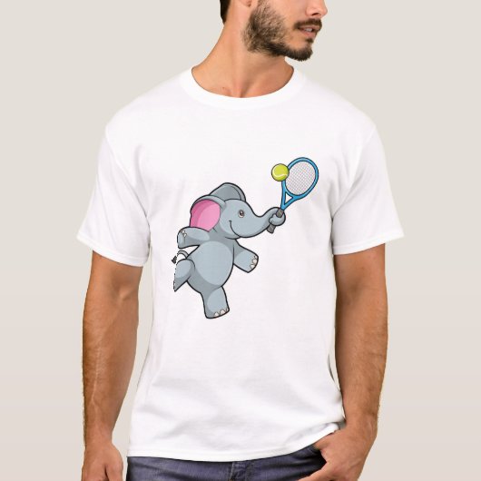 Elefant in Tennis mit Tennisschläger T-Shirt (Vorderseite)