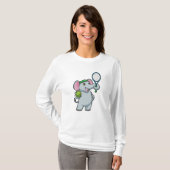 Elefant in Tennis mit Tennisschläger T-Shirt (Vorne ganz)