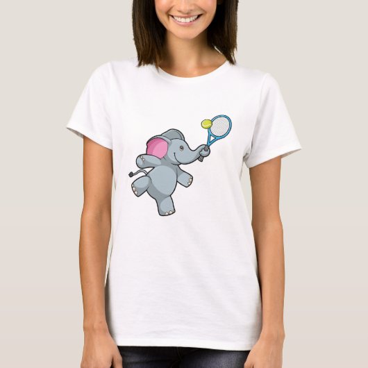 Elefant in Tennis mit Tennisschläger T-Shirt (Vorderseite)