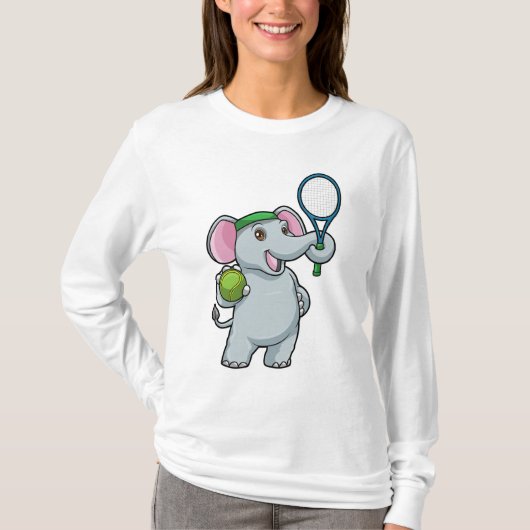 Elefant in Tennis mit Tennisschläger T-Shirt (Vorderseite)