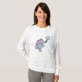 Elefant in Tennis mit Tennisschläger T-Shirt (Vorne ganz)