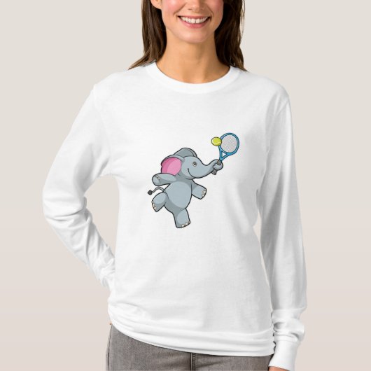 Elefant in Tennis mit Tennisschläger T-Shirt (Vorderseite)