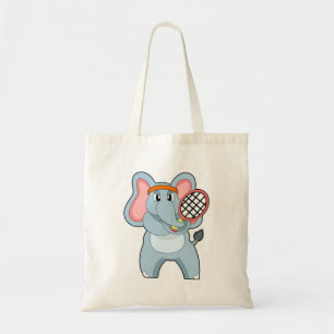 Elefant in Tennis mit Tennisschläger Tragetasche