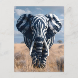 Elefant in Zebra-Verkleidung Postkarte