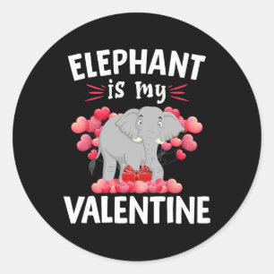Elefant Ist Mein Valentinstag Frohen Valentinstag  Runder Aufkleber