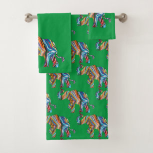 Elefant ist psychedelisches Zebramuster Badhandtuch Set