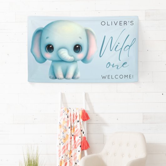 Elefant Junge 1. Geburtstag Banner (Insitu)