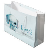 Elefant Junge 1. Geburtstag Große Geschenktüte (Vorderseite Schrägansicht)