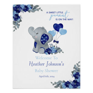 Elefant Jungen Baby Shower Poster