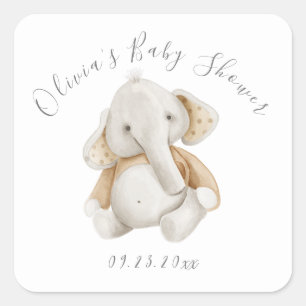 Elefant Jungen Baby Shower Quadratischer Aufkleber