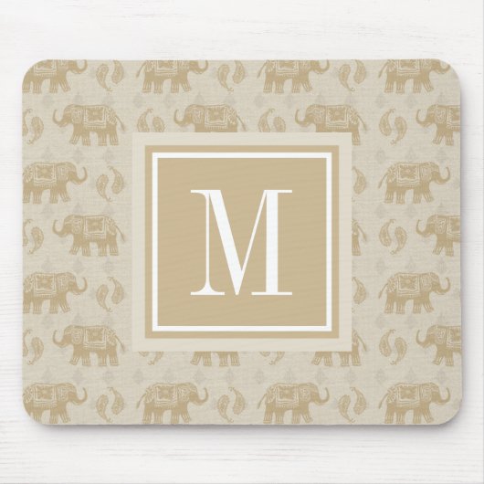 Elefant-kakifarbiges Wohnwagen-Muster des Mousepad (Vorne)
