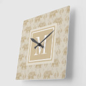 Elefant-kakifarbiges Wohnwagen-Muster des Quadratische Wanduhr (Winkel)