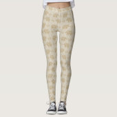 Elefant-kakifarbiges Wohnwagen-Muster Leggings (Vorderseite)