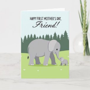Elefant Karte für eine blühende Wiese