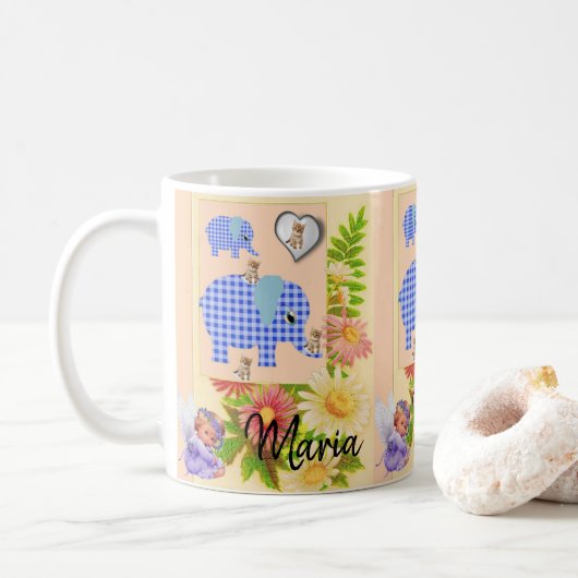 Elefant, Kätzchen, Engel Tasse (Mit Donut)