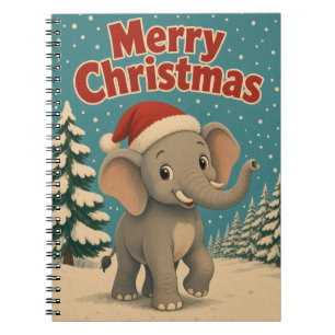 Elefant Kiefernwald Tier Weihnachten Notizblock