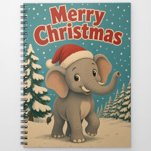 Elefant Kiefernwald Tier Weihnachten Notizblock