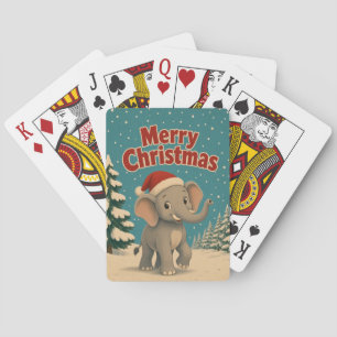 Elefant Kiefernwald Tier Weihnachten Spielkarten