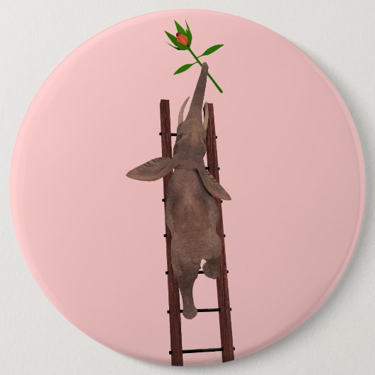 Elefant klettert auf einer Leiter Button (Vorderseite)