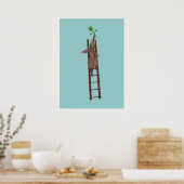 Elefant klettert auf einer Leiter Poster (Küche)