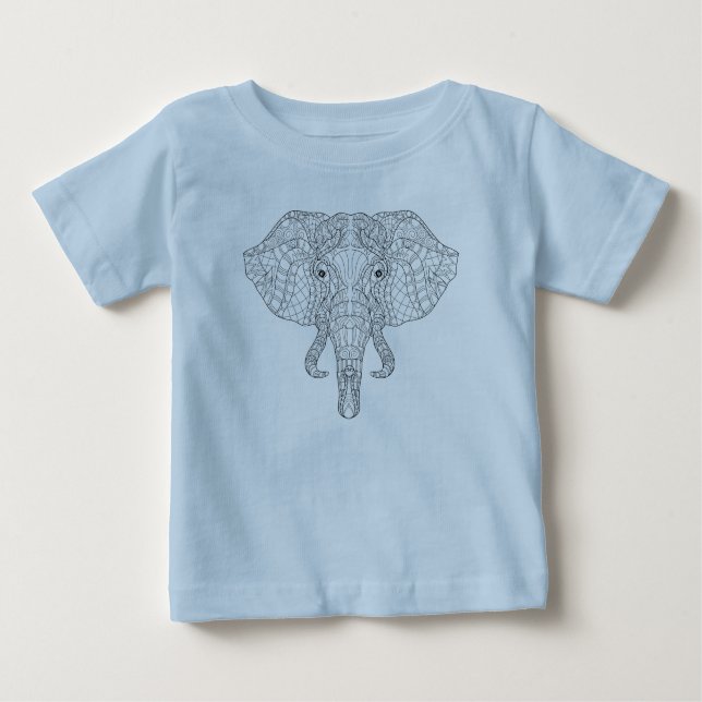 Elefant-Kopf-Gekritzel 2 Baby T-shirt (Vorderseite)