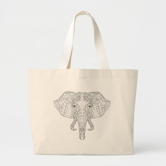 Elefant-Kopf-Gekritzel 2 Jumbo Stoffbeutel (Vorne)