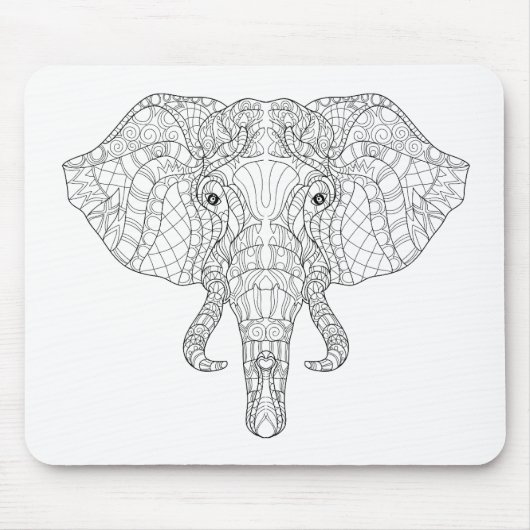 Elefant-Kopf-Gekritzel 2 Mousepad (Vorne)