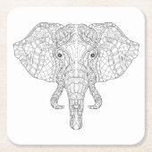 Elefant-Kopf-Gekritzel 2 Rechteckiger Pappuntersetzer (Vorderseite)