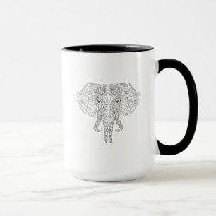Elefant-Kopf-Gekritzel 2 Tasse