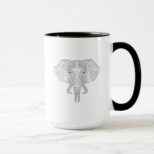 Elefant-Kopf-Gekritzel 2 Tasse (Rechts)