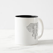Elefant-Kopf-Gekritzel 2 Zweifarbige Tasse (VorderseiteRechts)