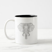 Elefant-Kopf-Gekritzel 2 Zweifarbige Tasse (Links)
