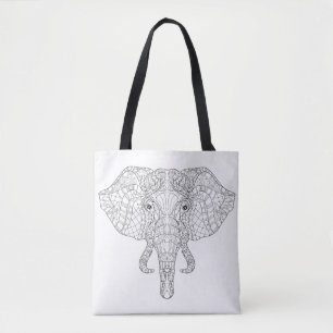 Elefant-Kopf-Gekritzel 4 Tasche