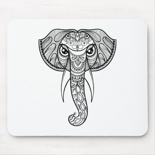 Elefant-Kopf-Gekritzel Mousepad (Vorne)